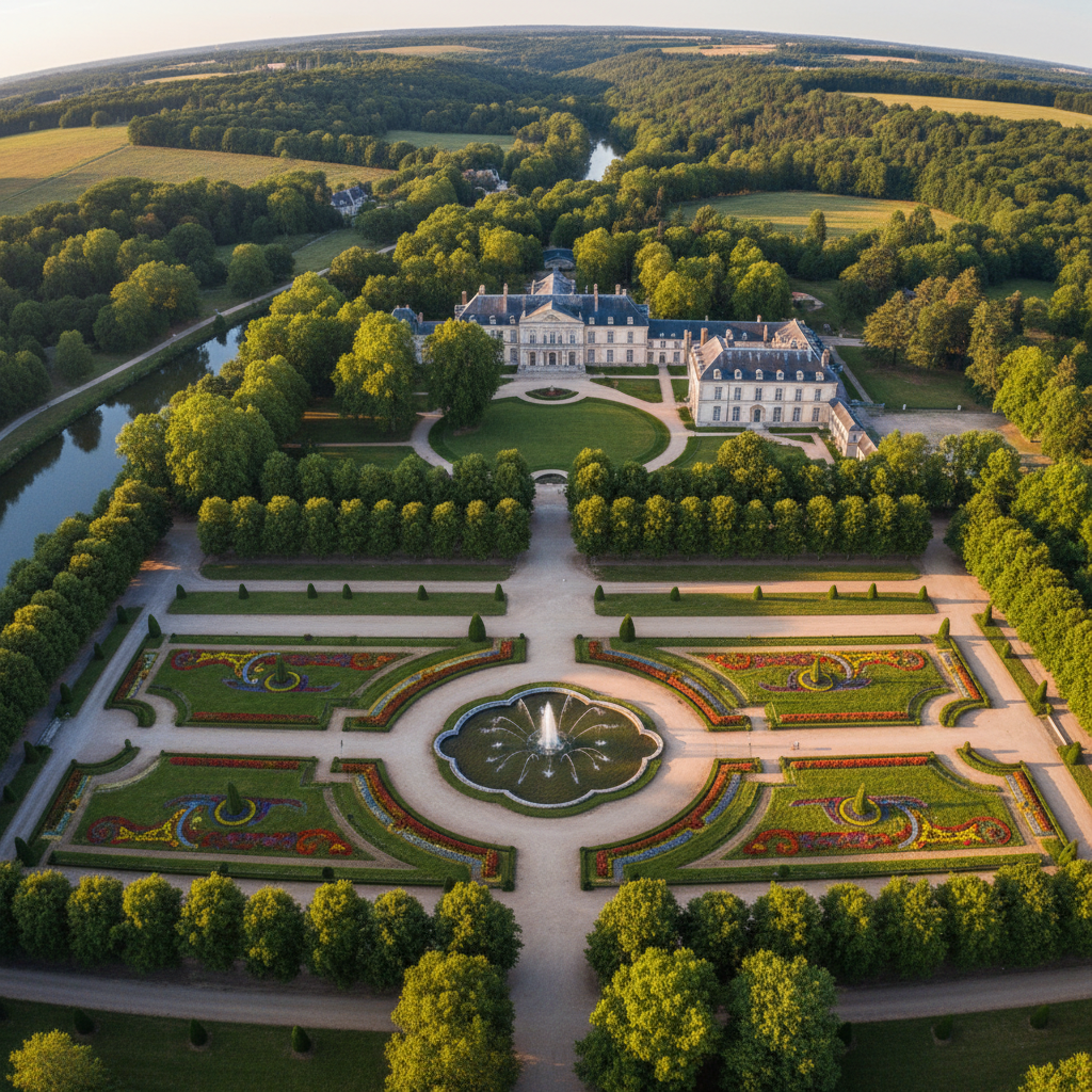 Vue aérienne d'un bureau organisé avec un carnet ouvert, des livres empilés, une tasse de tisane et des plantes vertes sur une surface en bois, évoquant un espace de travail studieux et serein